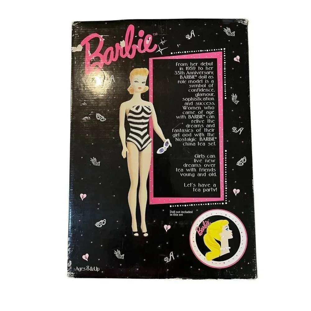 Barbie 35th Anniversary Miniature Barbie Tea Set In Folding Case Vtg 1994
